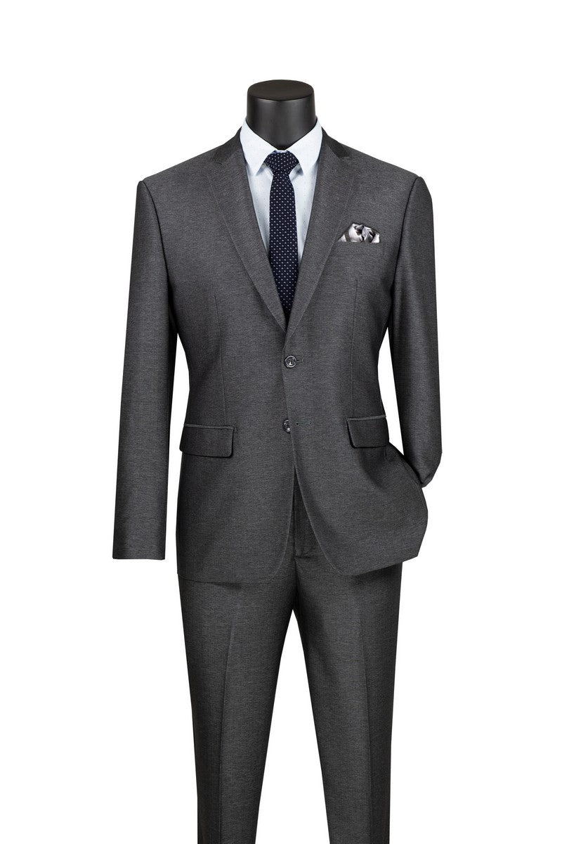 Vinci Textured Stretch Slim Fit Suit | S2RK-7 - Smoke