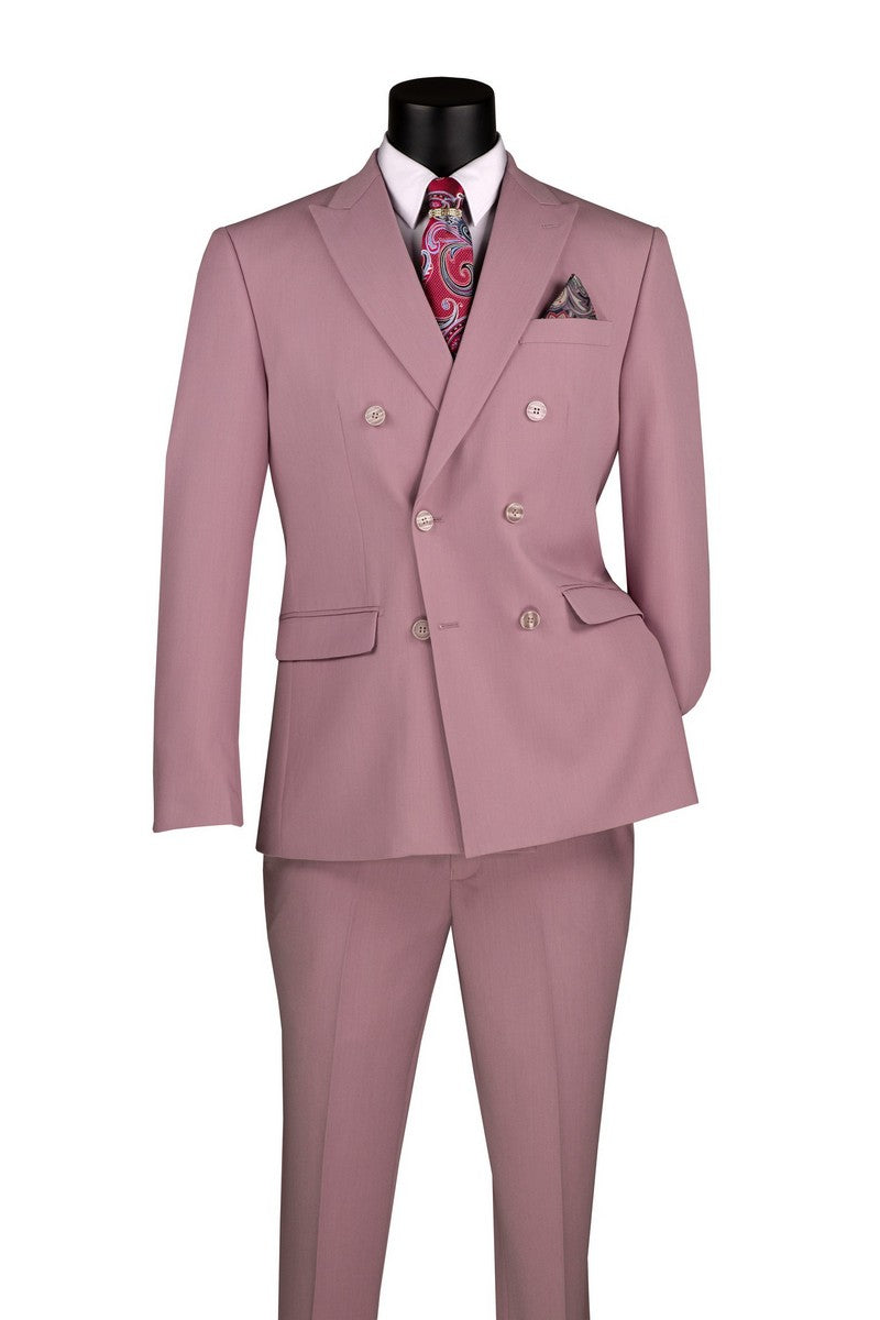 Vinci Double-Breasted Stretch Slim Fit Suit | SDB-1 - Lilac