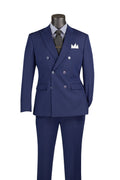 Vinci Double-Breasted Stretch Slim Fit Suit | SDB-1 - Navy