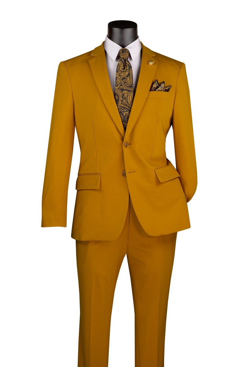 Vinci Super Stretch Slim Fit Suit | SDX-3 - Gold