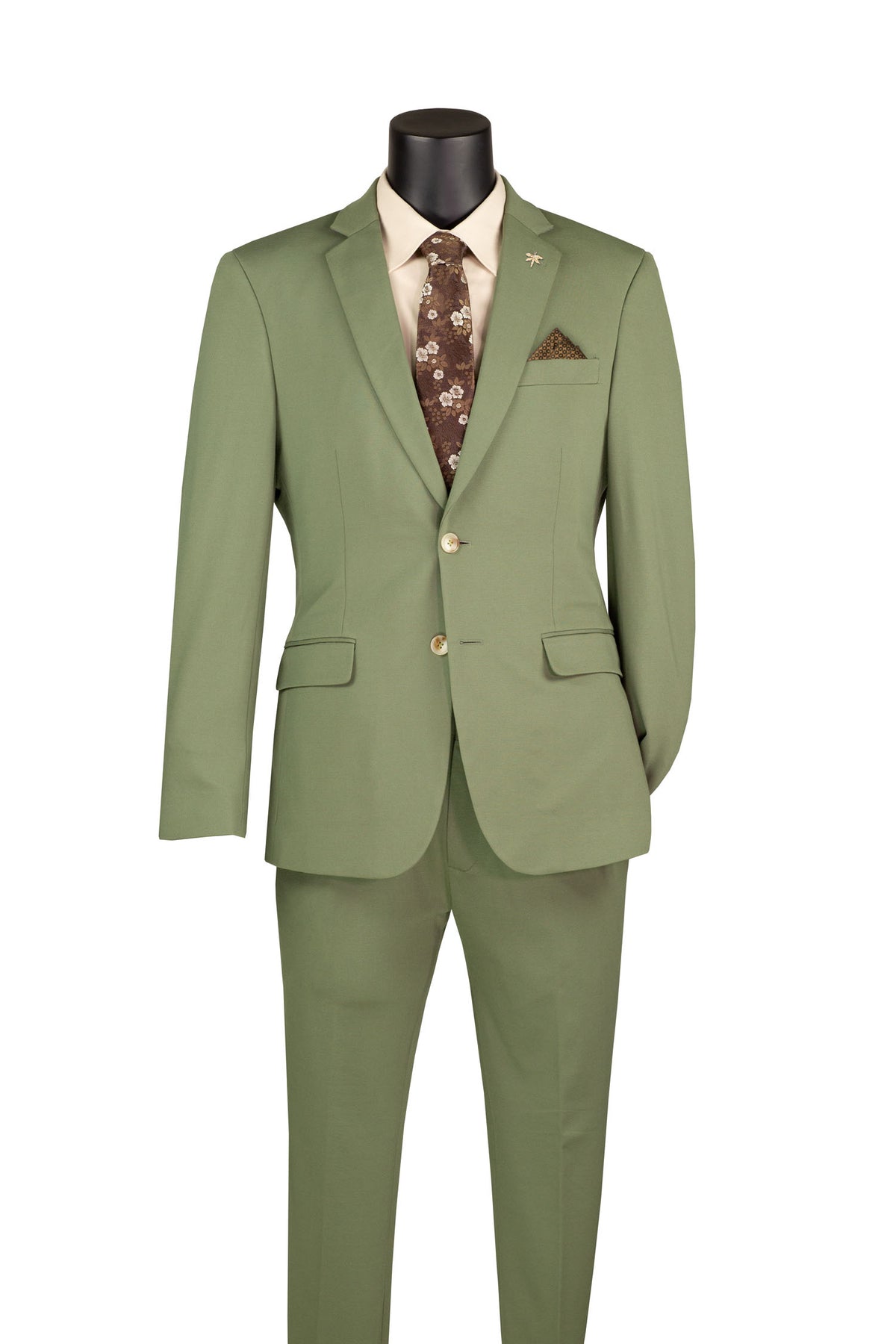 Vinci Super Stretch Slim Fit Suit | SDX-3 - Light Olive