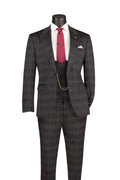 Vinci Glen Plaid Stretch Three-Piece Suit | SV1W-1 - Black