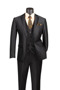 Vinci Satin-Look Three-Piece Slim Fit Suit | SV2D-1 - Black