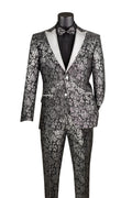 Vinci Jacquard Slim Fit Tuxedo | TSJQ-1 - Black