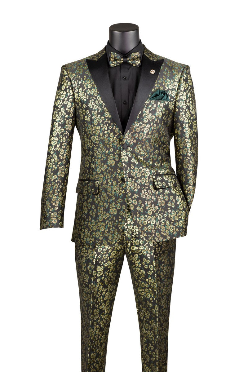 Vinci Jacquard Slim Fit Tuxedo | TSJQ-1 - Emerald
