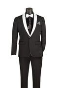 Vinci Stretch Slim Fit Tuxedo with Bow Tie | TSS-2 - Black