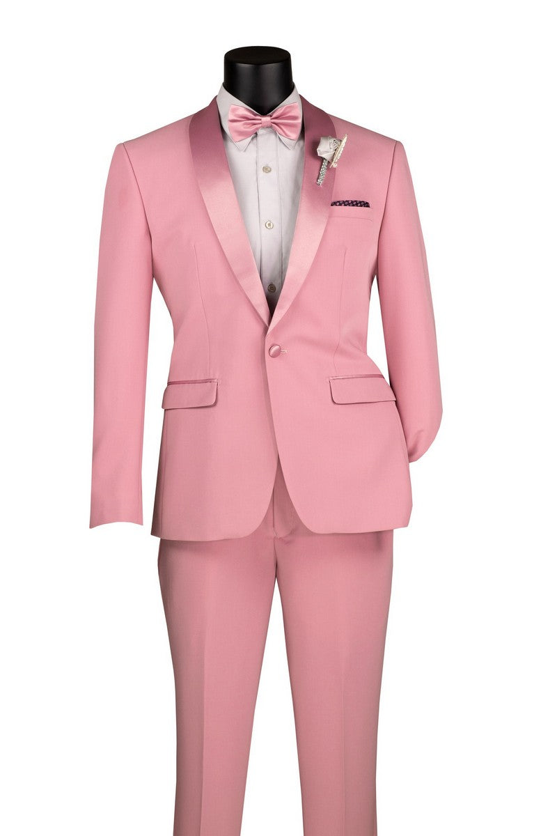 Vinci Stretch Slim Fit Tuxedo with Bow Tie | TSS-2 - Dusty Rose