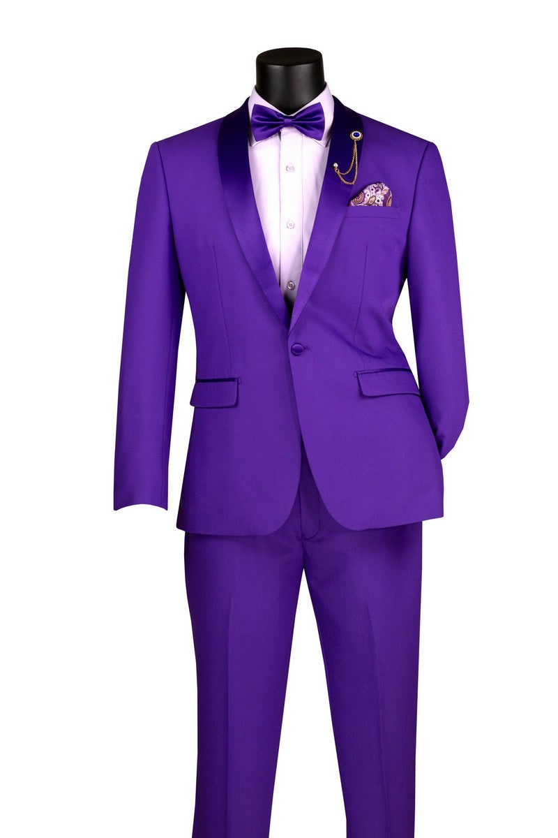Vinci Stretch Slim Fit Tuxedo with Bow Tie | TSS-2 - Royal Purple