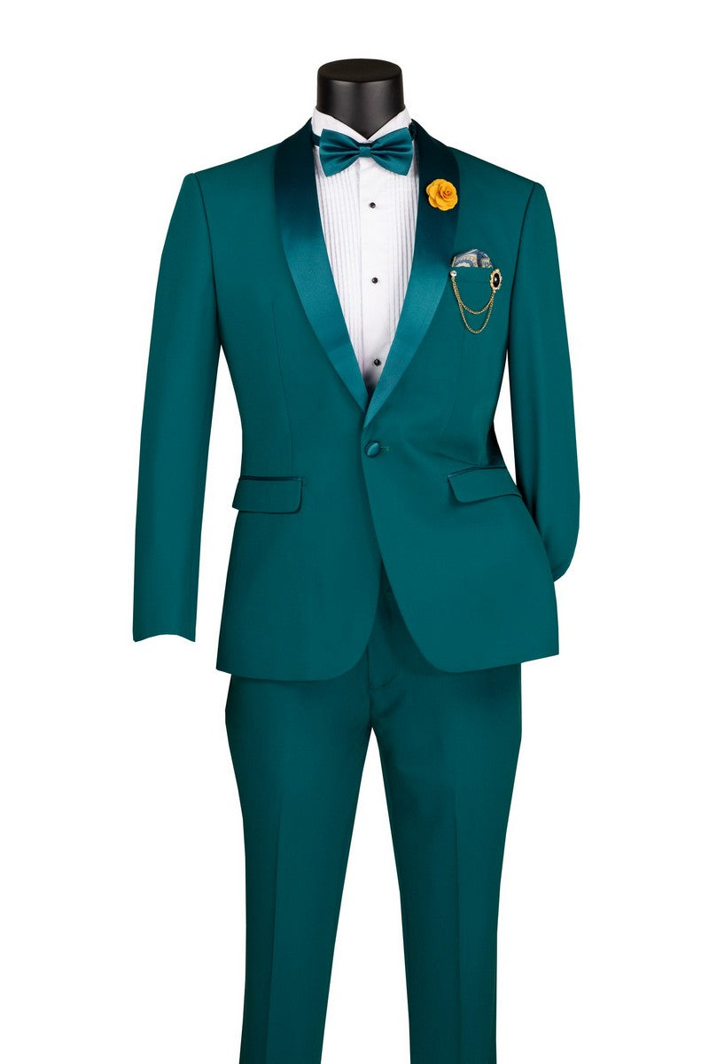 Vinci Stretch Slim Fit Tuxedo with Bow Tie | TSS-2 - Teal